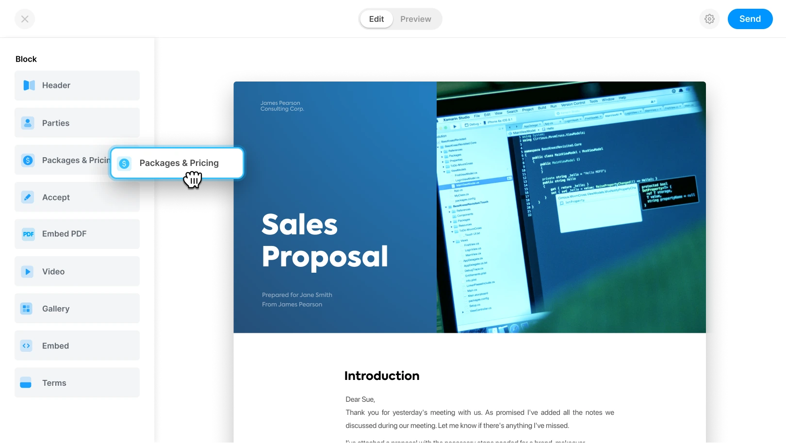 Beautiful proposal document.